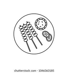 Satay icon. Outline satay vector icon for web design isolated on white background