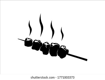 satay icon vector, grilled meat illustrations 