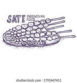 Satay, indonesian food, doodle menu