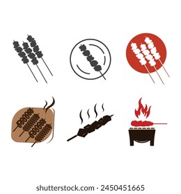 satay logo design template for your business food, restaurant and barbecue