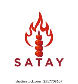 Satay logo icon indonesian traditional food. Art of design