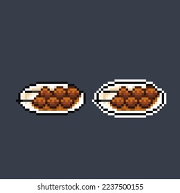 satay with peanut sauce in pixel art style