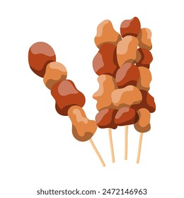 satay vector illustration.  Indonesian food. Grilled meat illustrations