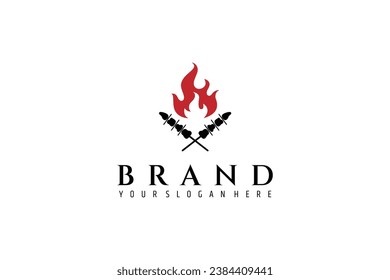 Satay vector logo, grilled meat illustration, traditional food