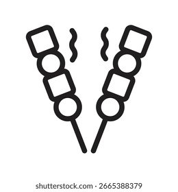 Icono de contorno de Vector Satay. Archivo EPS 10 
