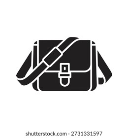 Ilustración vectorial del icono del bolso de la cartera que muestra el maletín del mensajero Maletín de moda Accesorio Maleta de equipaje Concepto de estilo aislado Elemento de diseño de fondo blanco