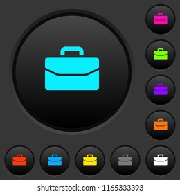 Satchel dark push buttons with vivid color icons on dark grey background