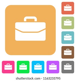 Satchel flat icons on rounded square vivid color backgrounds.
