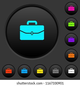 Satchel with one buckle dark push buttons with vivid color icons on dark grey background