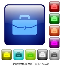 Satchel with one buckle icons in rounded square color glossy button set