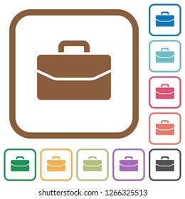 Satchel simple icons in color rounded square frames on white background