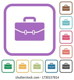 Satchel with two buckles simple icons in color rounded square frames on white background