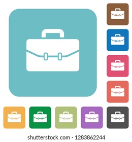 Satchel with two buckles white flat icons on color rounded square backgrounds