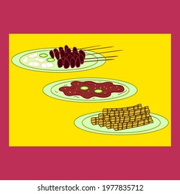 Sate bulayak vector illustration. Sate Bulayak is a typical culinary delicacy of Lombok Island.
