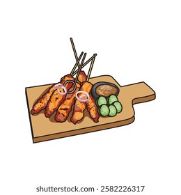 Sate indonesia street food illustration design