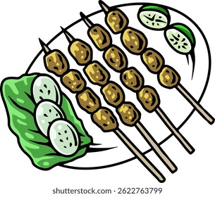 Sate Indonesian Local Food Illustration