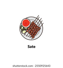 Sate Indonesian Traditional Food Vector Illustration