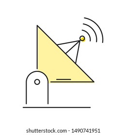 Satelite antenna or dish icon. Thin line. Flat. 