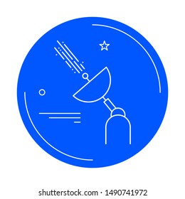 Satelite antenna or dish icon. Thin line. Flat. 