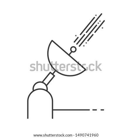 Satelite antenna or dish icon. Thin line. Flat. 
