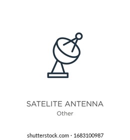 Satelite antenna icon. Thin linear satelite antenna outline icon isolated on white background from other collection. Line vector sign, symbol for web and mobile