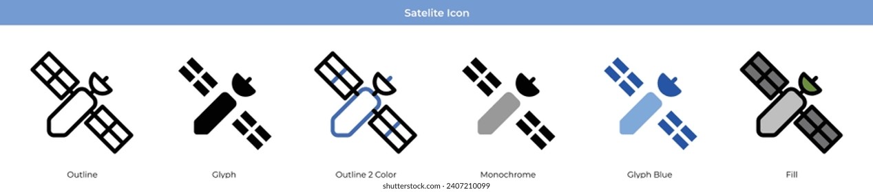 Satelite Army Icon Set Vector