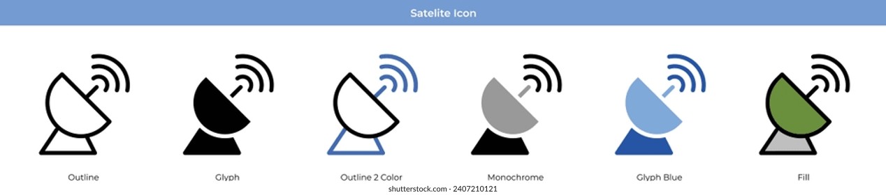 Satelite Army Icon Set Vector