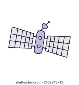 Satelite in flat design. space astronomy cartoon style