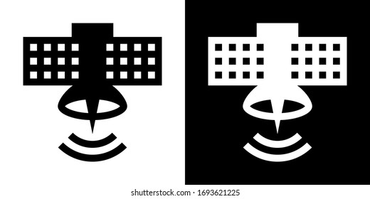 Satelite. Glyph Icon in White and Black Version.