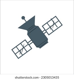 Satelite icon design flat style vector image. Satellite icon. Broadcast symbol. Artificial satelite in orbit around earth. Vector illustration.