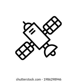 Satelite icon design trendy line style vector image. Symbol of Satelite. Thin line Icon of Set of Space. Stroke Pictogram Graphic for Web Design. Quality Outline Vector Symbol Concept.