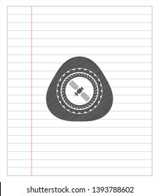 satelite icon draw with pencil effect. Vector Illustration. Detailed.