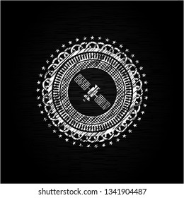 satelite icon drawn chalk emblem, retro style, chalk or chalkboard texture