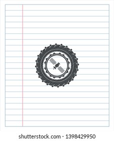 satelite icon emblem draw with pencil effect. Vector Illustration. Detailed.