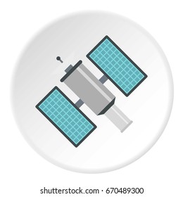 Satelite icon in flat circle isolated vector illustration for web