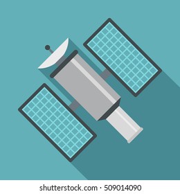 Satelite icon. Flat illustration of satelite vector icon for web isolated on baby blue background