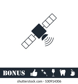 Satelite icon flat. Vector illustration symbol and bonus pictogram