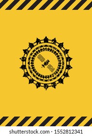 satelite icon grunge warning sign emblem. Vector Illustration. Detailed.