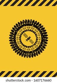 satelite icon grunge warning sign emblem. Vector Illustration. Detailed.