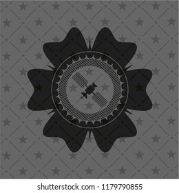 satelite icon inside black emblem. Vintage.