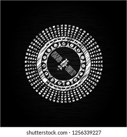 satelite icon inside chalk emblem