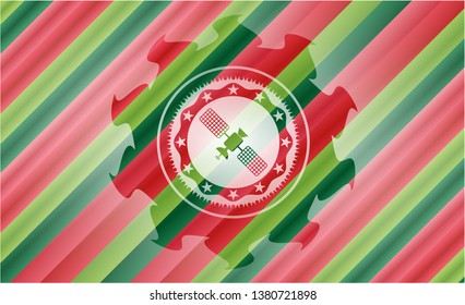 satelite icon inside christmas badge.