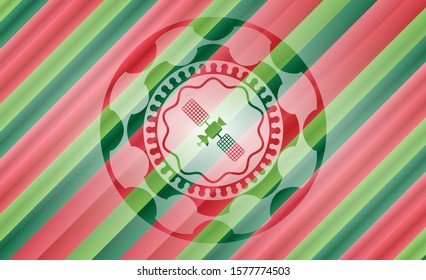 satelite icon inside christmas badge background.