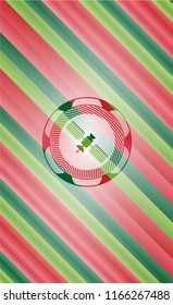 satelite icon inside christmas colors style emblem.