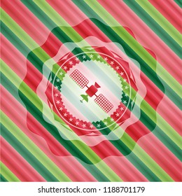 satelite icon inside christmas colors badge.