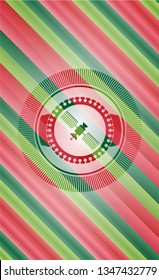 satelite icon inside christmas colors style badge.