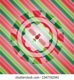 satelite icon inside christmas colors emblem.