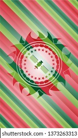 satelite icon inside christmas colors style emblem.