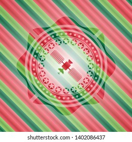 satelite icon inside christmas colors emblem.
