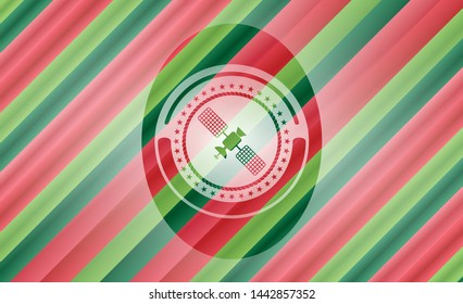 satelite icon inside christmas colors style emblem.